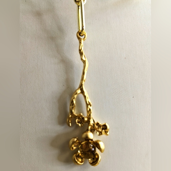 Natural Citrine And Gold Beads In Long Two Strand Gold Paperclip Necklace - Picture 3 of 12